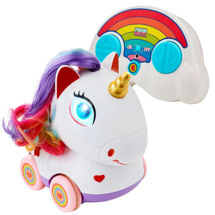 Flybar Poko Petz Remote Control Unicorn Car – Light-Up RC Toy for Girls 3+