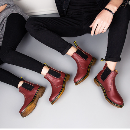 Cowhide Leather Martin Boots | Thick Heel | Men & Women | Sizes 35–47