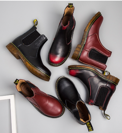 Cowhide Leather Martin Boots | Thick Heel | Men & Women | Sizes 35–47