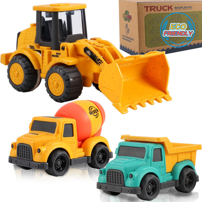 Toddler Construction Toy Set – Dump Truck, Cement Mixer & Excavator for Kids 2–4