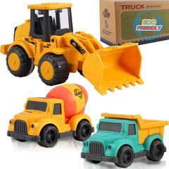 Toddler Toys for Ages 2-4 Kids Toys for 2 3 Year Old Boy GirlsDump Truck Cement Mixer Excavator Toy Cars Set BPA Free Phthalates Free PVC Outdoor Toddler Boy Toys Birthday