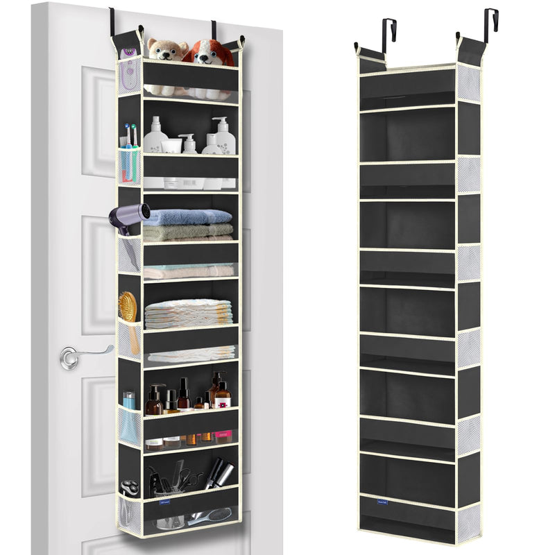 Over The Door Hanging Organizer – 6 Shelves & 12 Pockets | Black