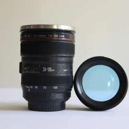 Self-Stirring Camera Lens Coffee Cup – Stainless Steel Mug