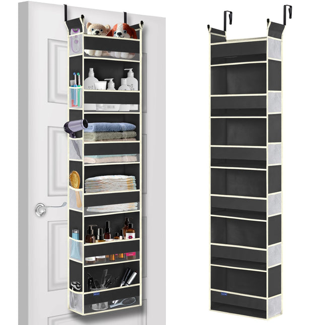 Over The Door Hanging Organizer – 6 Shelves & 12 Pockets | Black