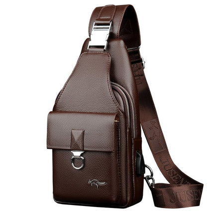 Men's PU Leather Chest Bag – Crossbody Messenger Shoulder Bag