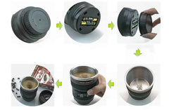 Camera Lens Self-Stirring Coffee Cup – Stainless Steel Auto Mug