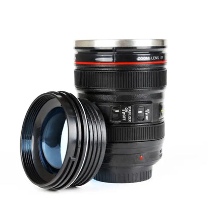 Self-Stirring Camera Lens Coffee Cup – Stainless Steel Mug