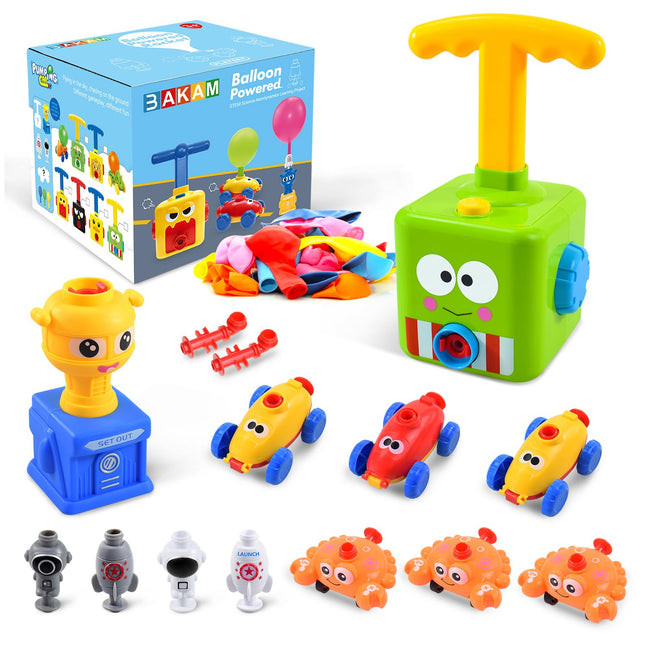 BAKAM Balloon Powered Car & Rocket Launcher Set – STEM Toy for Kids 3–6