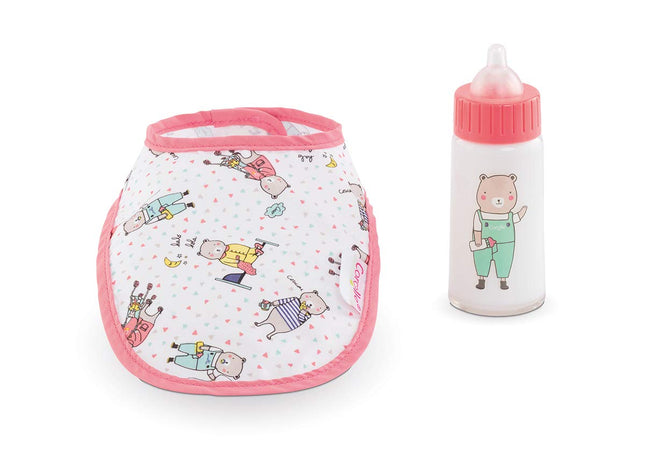 Corolle Baby Doll Bib & Magic Milk Bottle Set – Fits 14”–17” Dolls