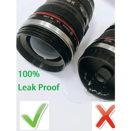 Self-Stirring Camera Lens Coffee Cup – Stainless Steel Mug